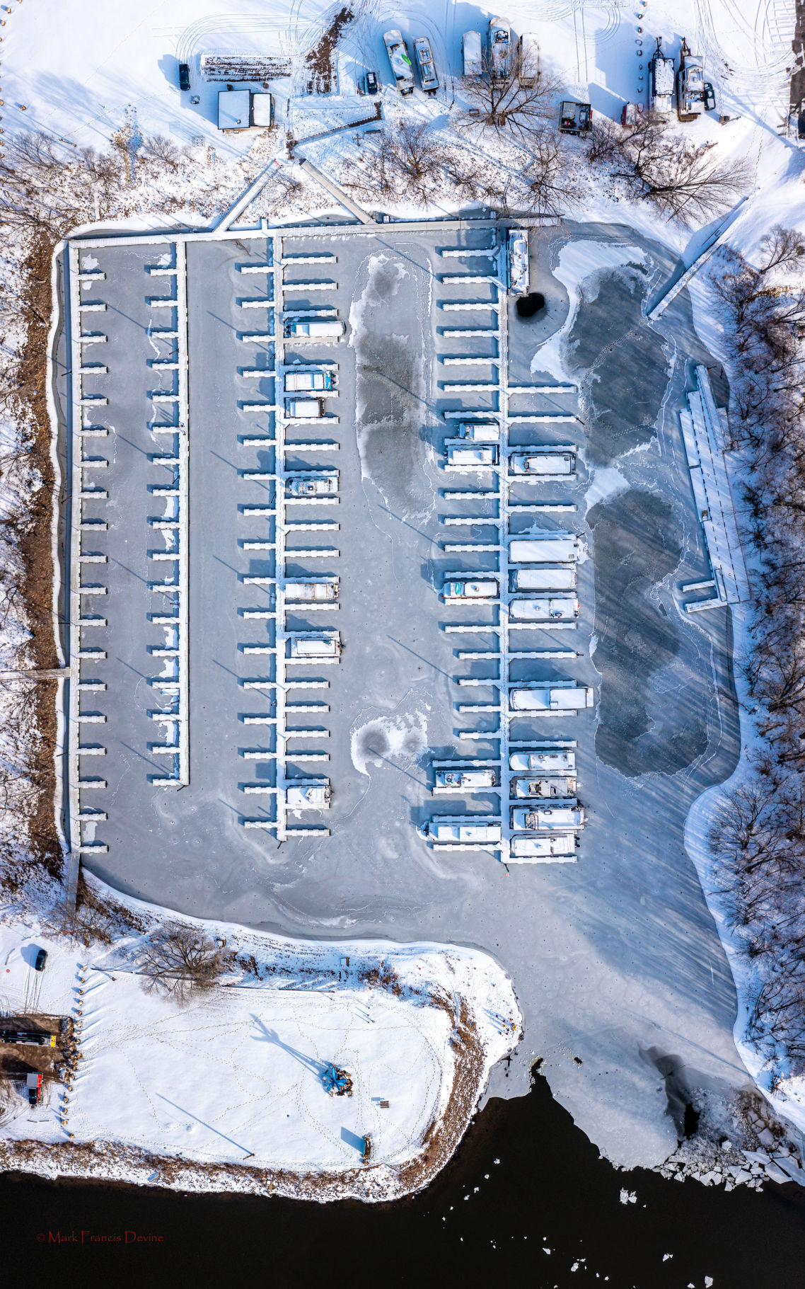 Municipal Boat Harbor in Deep Freeze - with icebreakers!